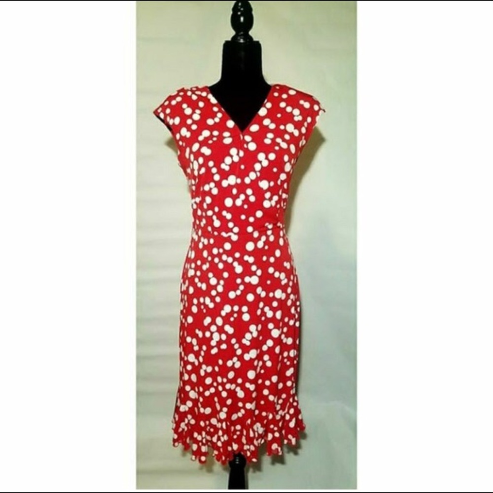 Red and white polka dot dress